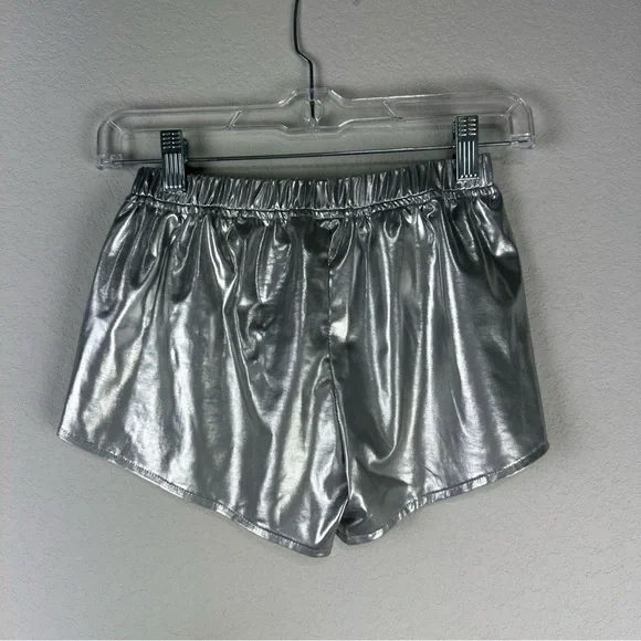 Pink Girls Chicken Silver Metallic Millie Athletic Athleisure Shorts Size 12Y - Picture 3 of 4